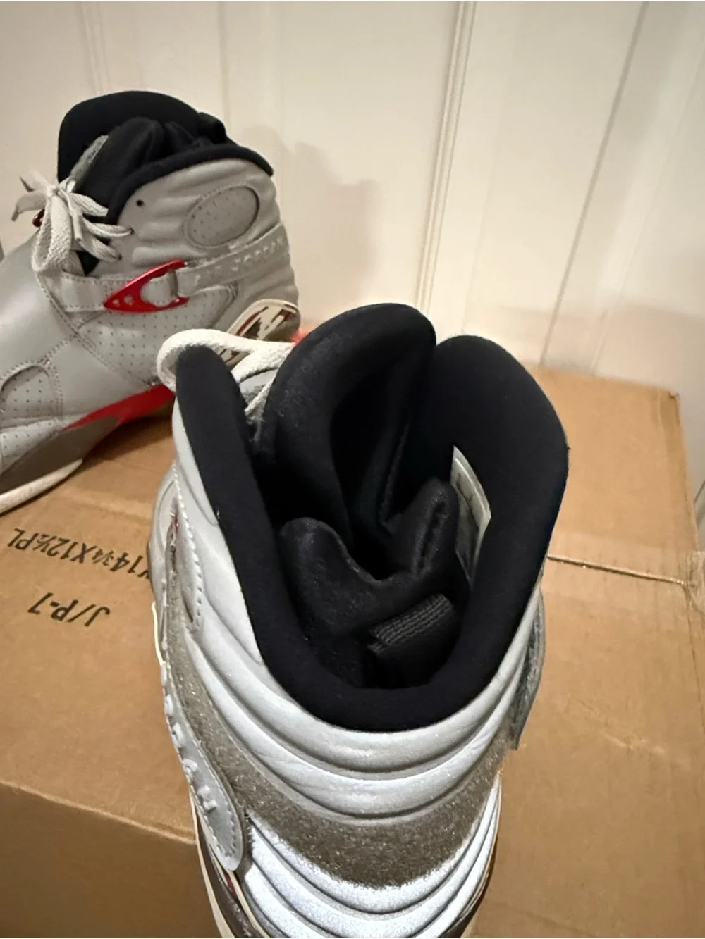 Jordan Kids Gray and Red High-Top Sneakers